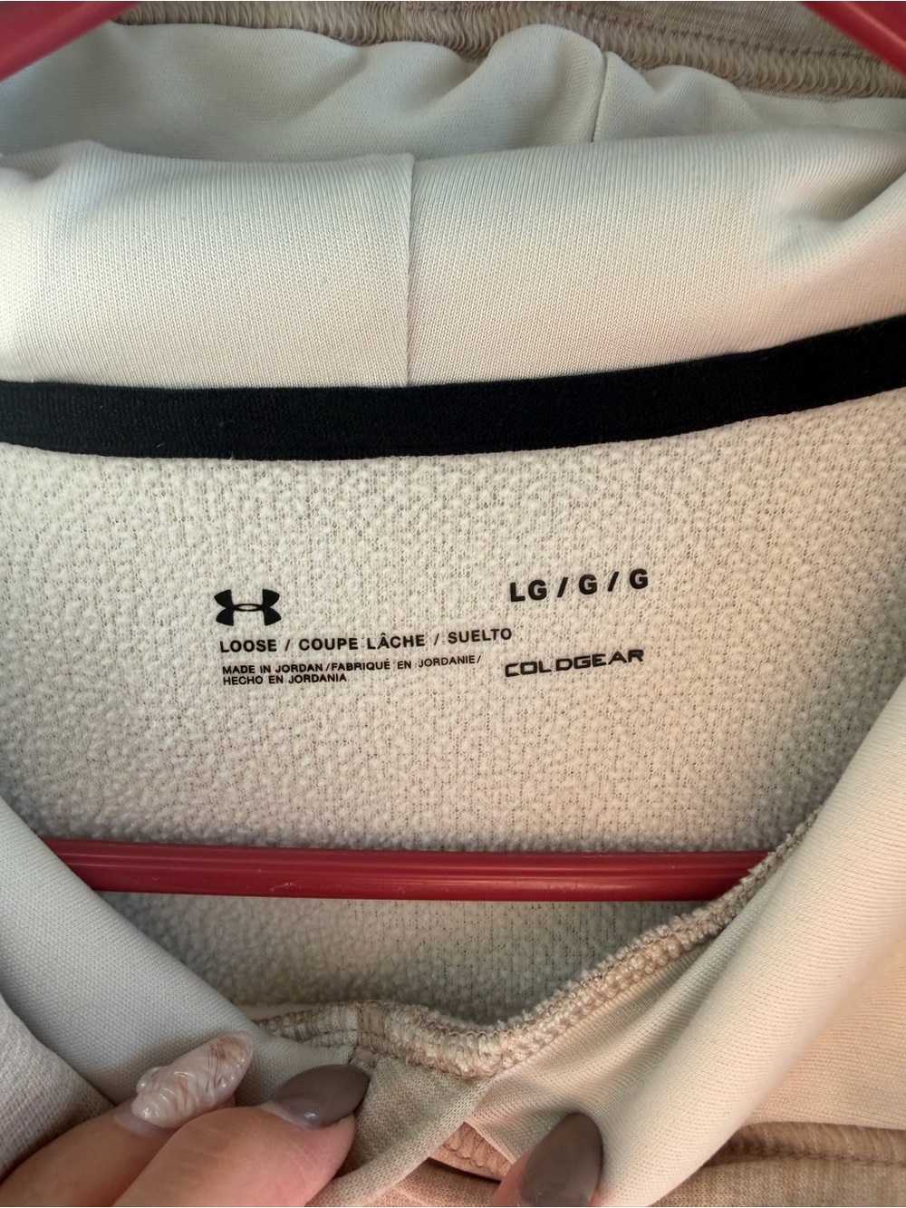 Under Armour Beige Hoodie Men’s Large Fleece Pullover Kangaroo Pocket - Picture 2 of 4